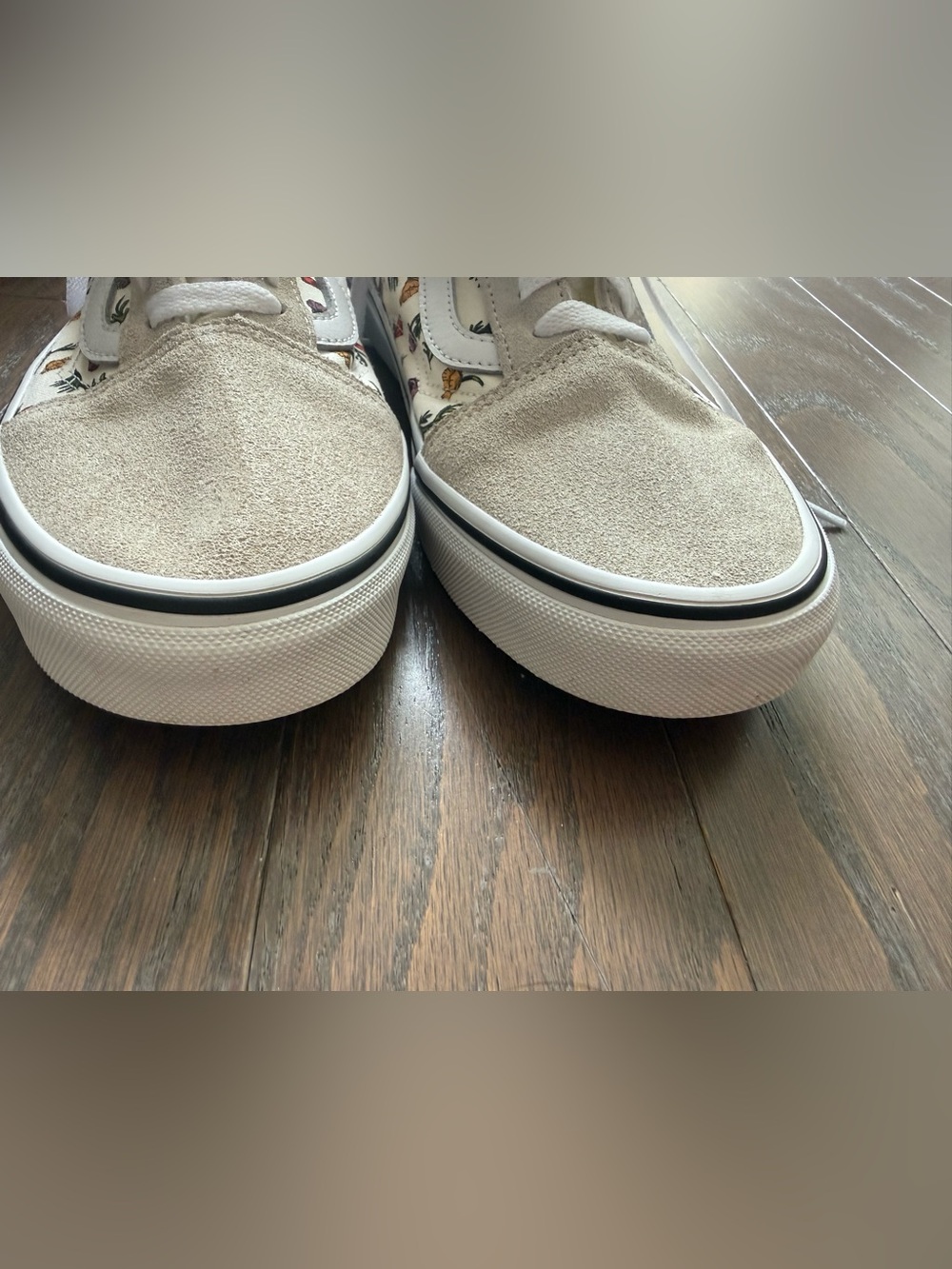 Vans Old Skool Floral Shoes sneakers woman’s size 10.5 cream suede - Picture 10 of 14